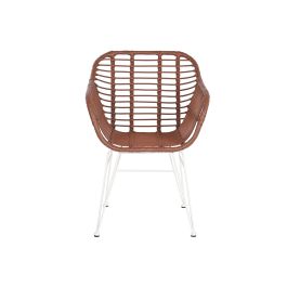 DKD Home Decor Silla Terraza Y Jardin Terracota Blanco 62 x 81 x 57 cm (2 Unidades) Ratan Sintetico Hierro Galvanizado