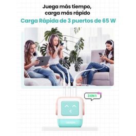 UGREEN Cargador Rápido GaN 65W 3 Puertos USB C/A con Pantalla LED, Azul - Ref. 35855