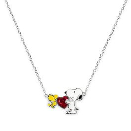 PEERS HARDY Collar Colgante Snoopy y Woodstock de Corazón en Cadena - Regalo Peanuts