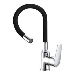 Grifo cocina monomando baiona caño flexible negro