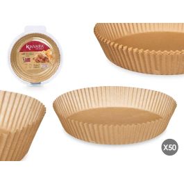 Kinvara Set 50 Piezas de Moldes de Papel Redondos Grandes para Freidora de Aire, Capacidad 5-7 Litros, 26 x 28.5 x 6 cm (24 Unidades)