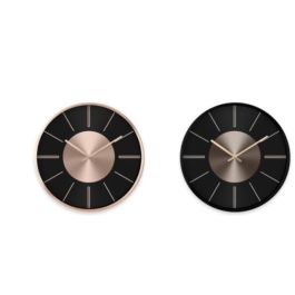 DKD Home Decor Reloj de Pared Moderno de Aluminio Cobrizo Negro para Decoración de Hogar, 4x30x30 cm, 1 Pila AA, Pack 2 Unidades Precio: 16.28418. SKU: S3026702
