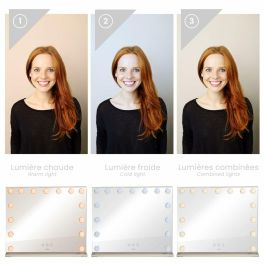 Livoo DOS207 Espejo de Maquillaje 56x44 cm con 15 LED y 3 Modos de Luz