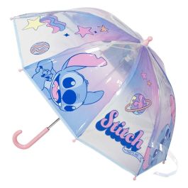 Cerdá Paraguas Manual de Burbuja Transparente con Diseño de Stitch 45 cm, Ideal para Niños a partir de 3 años, Color Azul