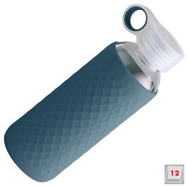 Day Botella de Vidrio con Funda de Silicona 450 ml, Tapón de Rosca con Anilla, Colores Surtidos