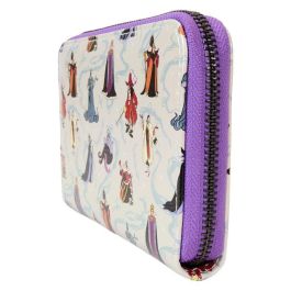 Loungefly Cartera Villanas Disney Piel Vegana 10.1x15.2cm Billetero con Cremallera y Ranuras para Tarjetas