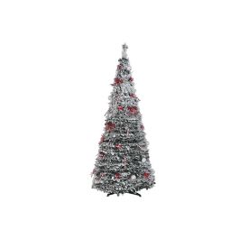 DKD Home Decor Árbol de Navidad Tradicional de PVC y LED, Plegable y Desmontable, en Rojo y Blanco, 71x71x180 cm, con protección IP44