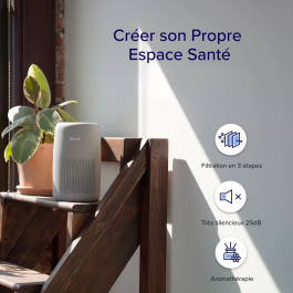 Levoit LEV1711486200708 Purificador de Aire Core Mini Pro Gris - Filtración de 3 Etapas, Sensor de Calidad del Aire, Para Habitaciones de hasta 16 m2, 7 W