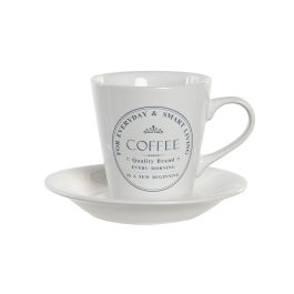 DKD Home Decor Set de 6 Tazas de Café Blanco Gres Metal 12 x 2 x 12 cm