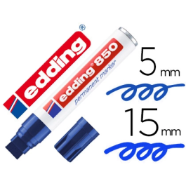Edding Marcador Permanente 850 Azul (Set de 5) Resistente al Agua y roce, Trazo 5-15mm (Set de 5) Precio: 32.49999984. SKU: S8421367