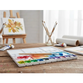 Liderpapel Paleta de Plástico para Pintura Plegable con Tapa y Agujero para Pulgar 20x10x1,8 cm