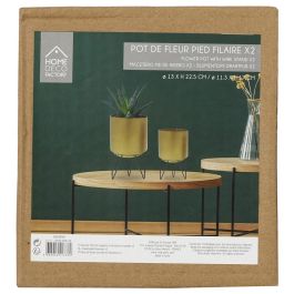 Home Deco Factory Juego de 2 Macetas con Pie Metal Colección Lounge