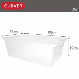 Caja de Almacenaje con Tapa Curver Blanco Plástico 26 L 55 x 19 x 35 cm (7 Unidades)