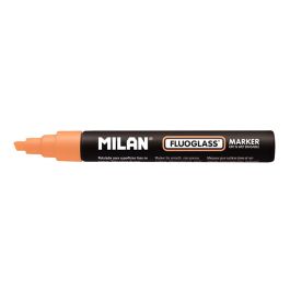 Milán Rotulador Borrable Fluoglass 2 Punta Biselada 2-4mm Naranja para Superficies Lisas