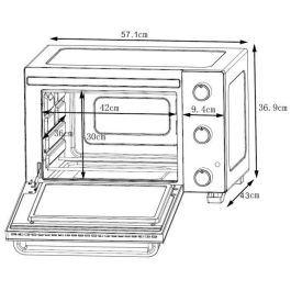 CONTINENTAL EDISON CEMF46B3 - Mini horno eléctrico 46L negro - 1800W - Asador, Circulación natural