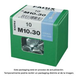Fadix Tornillo Métrico Cabeza Hexagonal con Tuerca Cincada M10x30mm, Caja 10 Unidades