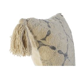 DKD Home Decor Funda Cojín 60x60 cm Beige Algodón/Poliéster con Flecos (4 Unidades)