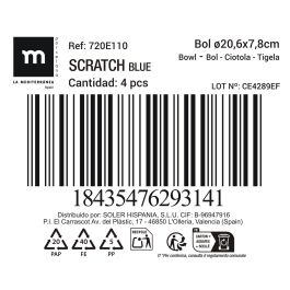 La Mediterranea Bol Alto 20.6 x 7.8 cm Scratch Blue