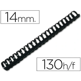 Q-connect Canutillo Redondo 14 mm Plástico Negro Capacidad 130 Hojas Caja 100 Unidades Precio: 17.5000001. SKU: B1K7V4FSPE