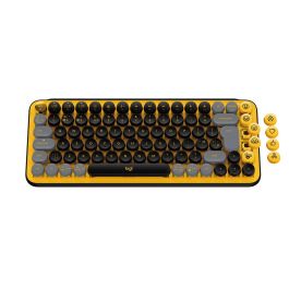 Logitech POP Keys Teclado Inalámbrico Teclas POP Mecánicas Emoji Personalizables, Bluetooth o USB, Multidispositivo, Compacto Amarillo
