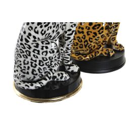 DKD Home Decor Figura Leopardo Naranja Blanco Resina 16 x 32 x 16 cm (2 Unidades)