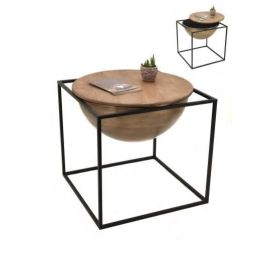 DKD Home Decor Mesita Auxiliar Loft de Metal y Madera, Negro y Marrón, 64x62.5x64 cm Precio: 101.98848. SKU: B19ZW2NQ9S