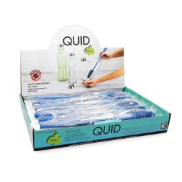 Quid Cepillo Limpia Botellas Quidate para Limpieza Profunda, Mango Ergonómico, Plástico Azul, 33,8 cm, Apto Lavavajillas