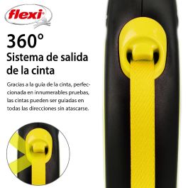Flexi Correa Retráctil New Classic Reflectante Neón Talla S (hasta 15kg) de Cinta 5 Metros para Perros