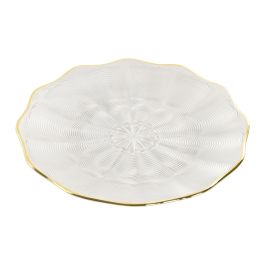 DKD Home Decor Plato Glam de Cristal Transparente y Dorado 28.4 cm (6 Unidades) Compatible Microondas y Lavavajillas