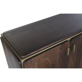 DKD Home Decor Buffet Moderno Marrón, Mueble Aparador de Almacenamiento para Salón y Comedor, Acero y Madera de Mango, 160x40x81 cm
