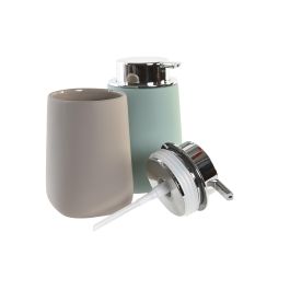 DKD Home Decor Dosificador Urban Beige Verde Menta Dolomita ABS 9 x 14.5 x 9 cm (2 Unidades)