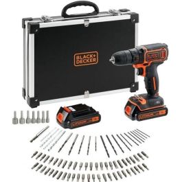 BLACK & DECKER BDCDC18BAFC - Taladro-atornillador - Batería Li Ion 2x18 V + 80 accesorios - Naranja