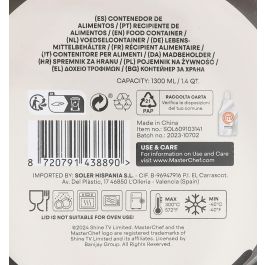 Inde Fiambrera Hermética Redonda 1300 ml Masterchef - 20.5 x 8 x 20.5 cm (6 Unidades)
