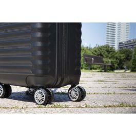 Numada Set 3 Maletas 1200497 Negro ABS Texturizado Impermeable 53cm 63cm 31cm Candado Combinación Neceser 4 Ruedas Dobles 360