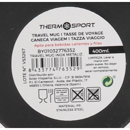 Thermosport Taza de Viaje Térmica de Acero Inoxidable Metalizada 400 ml (12 Unidades)
