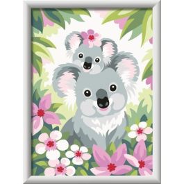 Ravensburger RAV00025833 CreArt Kids: Kit de Pintura por Números Koala Mamá y Bebé, Lienzo 18x24 cm, A partir de 9 años