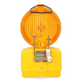 Edm Baliza de Señalización LED para Obras, 2 Leds 0,05W 6000-8000lm, Intermitente/Fijo, IP42, con Gancho y Anclaje Metálico