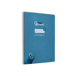 Liderpapel Cuaderno espiral A4 Pautaguía tapa dura 80 hojas cuadro pautado 4mm color azul