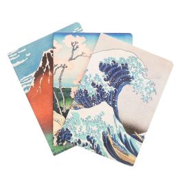 ERIK Set 3 Cuadernos A5 La Gran Ola de Kanagawa Hokusai, 14.8x21cm, Cubierta Impresa, Interior Rayas