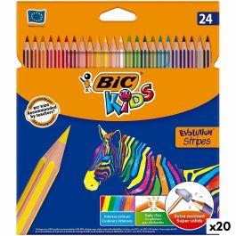 Lápices de colores Bic KIDS EVOLUTION STRIPES Multicolor 24 Piezas (20 Unidades) Precio: 95.5000002. SKU: B1FFKE3YL2