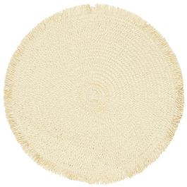 Home Deco Factory Individual Natural Beige Trenzado con Flequillo Diámetro 38 cm