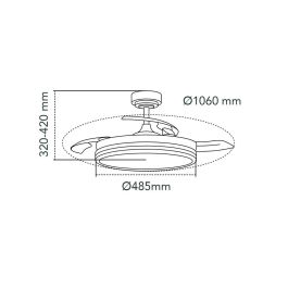 Ventilador de Techo CristalRecord SUPERECO RETRAC 45W MD Transparente
