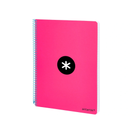 Antartik Cuaderno espiral A4 micro tapa dura 80h 100 gr cuadro 5mm rosa fluor