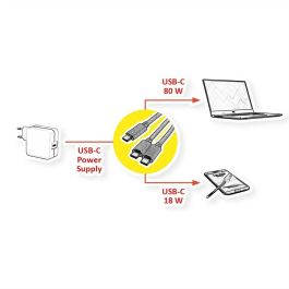 ROLINE 11028308 Cable Divisor USB-C a 2 x USB-C, Carga Rápida 100W, 1.8 m, Negro