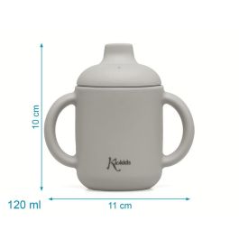 KioKids Taza de Aprendizaje Silicona con Asas y Boquilla para Bebés +4 Meses Gris 120 mL - Apta Microondas Lavavajillas