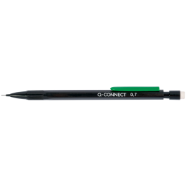 Q-connect Portaminas 0,7 mm cuerpo negro con clip verde con 3 minas