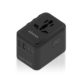 AISENS - ADAPTADOR ENCHUFE UNIVERSAL PARA VIAJE EU/USA/UK/AU CON CARGADOR USB GaN, 2xUSB-A (A1 QC3.0), 3xUSB-C (C1 PD3.0) 35W, NEGRO Precio: 16.89000038. SKU: B14HDH4GSY