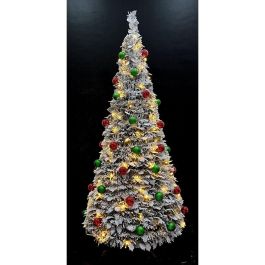 DKD Home Decor Árbol de Navidad Tradicional Plegable Verde 180 cm Alto con Iluminación LED y Protección IP44 - Base 71x71 cm Decoración PVC