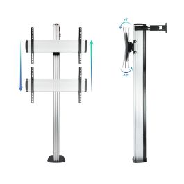 TooQ FS2270M-B Soporte de suelo para TV hasta 70", Plata, Aluminio