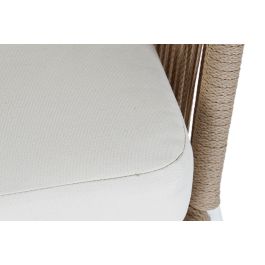 DKD Home Decor Sofá Terraza y Jardín Set de 4 Blanco Beige Aluminio Poliéster Cuerda 151.5 x 72 x 70 cm